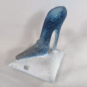 Signed Kosta Boda Blue Catwalk High Heel Shoe Glass Kjell Engman 7090627 Figure